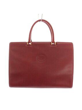 Gucci Tote Bag Business Briefcase Leather Red Embossed Logo YM